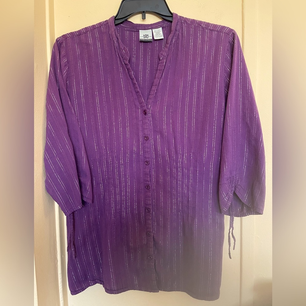 Women purple and silver shirt
